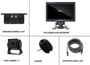 Kit de Monitor AHD de <span class=keywords><strong>4</strong></span> canales de 7 pulgadas, grabadora <span class=keywords><strong>DVR</strong></span> para camión, autobús, furgoneta con tarjeta SD, Sensor de estacionamiento de memoria, zumbador 2 en 1 - Product Image 2