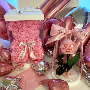 Ingrosso Ositos Con Rosas Rosas De schiumoso rosa polistirolo artificiale fiore orso Con scatola regalo - Product Image 1