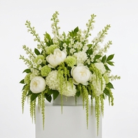 Boule de fleurs artificielle en soie PU/PE, centre de table, décoration de mariage, arrangement floral blanc et vert fait main, diamètre 45 cm