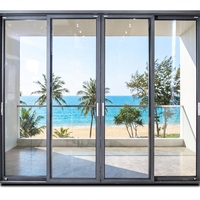 Porte coulissante panoramique moderne en aluminium NFRC AS2047 CE, cadre fin, grande porte d'entrée en verre pour balcon et terrasse, porte métallique pour maisons, porte intérieure avec cadre
