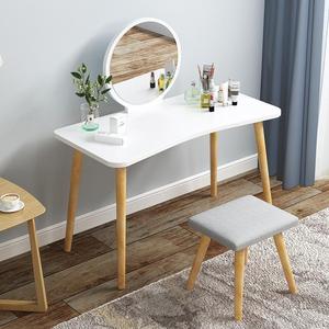Modern LED Solid Wood <strong>Vanity</strong> Table <strong>with</strong> Bow <strong>Back</strong> <strong>Chair</strong> and Lighted Mirror White Makeup Desk for Bedroom &amp; Bathroom - Product Image 1