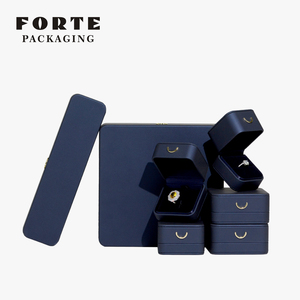FORTE Hot Selling Luxury Jewelry Box Pendant <b>Earrings</b> Bracelet Ring Necklace <b>Gift</b> <b>Boxes</b> Cases Grey Wedding Leather Jewelry Box - Product Image 1