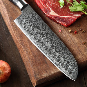 パッカウッドハンドル付き7インチ日本ダマスカス鋼キッチン三徳ナイフ - Product Image 4