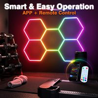 Lampes de garage hexagonales RGB, synchronisation musicale, lampes hexagonales LED, application intelligente et télécommande pour studio, salle de sport, décoration de sous-sol