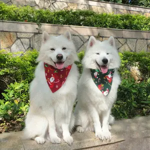 Tùy Chỉnh Dịch Vụ Vui Pet Trang Phục Dog Scarf Mùa Hè Mùa Đông Điều Chỉnh Số Lượng Lớn Sinh Thái Thân Thiện Lễ Tạ Ơn Trắng Floral Silk Dog Bandana