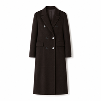 Manteau pour femme en daim de chèvre véritable teint uni, couleur espresso foncé, à bouton unique, décontracté, coupe-vent, hiver, revers cranté, polyester