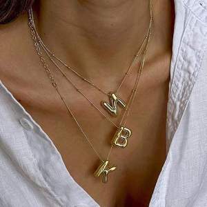 Personalized Stainless Steel 26 Letter A-Z <b>Initial</b> Square Alphabet Pendant <b>Chain</b> Necklace - Product Image 2