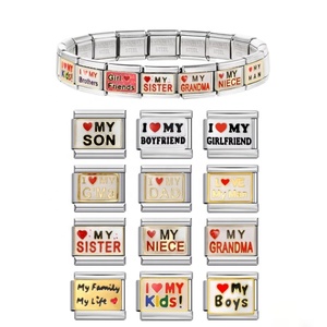 Bracelet à breloques italien en acier inoxydable 9 mm pour la création de bijoux DIY, style Fashion Boyfriend Sister Niece GrandmaLink Fit, pour femmes et hommes, cadeau - Product Image 1