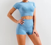 Femmes taille haute pantalons de course Shorts ensemble nouveau Design couleur unie Fitness vêtements séchage rapide grande taille en gros 5 pièces Yoga