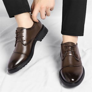 Zapatos Deportivos de Cuero para Hombre, Modernos, Formales, Estilo Británico, Transpirables, con Aumento de Altura Interior, Zapatos Deportivos Redondos para Hombre - Product Image 4