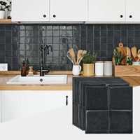 Carreaux adhésifs 3D en gel noir anthracite 1,2 mm résistants à la chaleur, auto-adhésifs, imperméables pour crédence de cuisine domestique