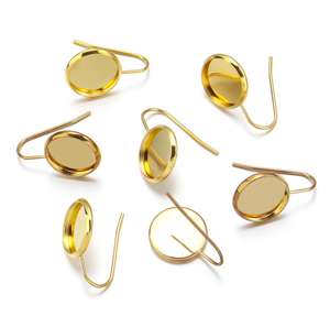 Crochets en U en acier inoxydable pour boucles d'oreilles, supports vierges pour boucles d'oreilles, bases pour cabochons, plateaux adaptés aux dômes en verre pour la fabrication de bijoux - Product Image 2