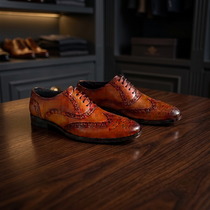 Zapatos Oxford de Cuero Genuino Marrón para Hombre, Estilo Europeo, Casuales y de Lujo, con Cordones, Ligeros, Punta Cerrada, para Caminar - Product Image 2