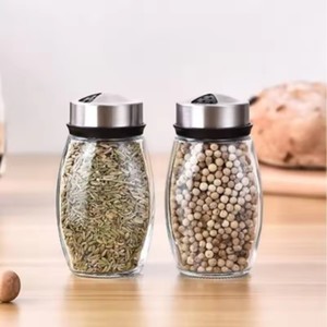 Novedades 2024 Especiero Pimentero Botellas redondas Contenedores de almacenamiento Frascos de especias de vidrio Condimento giratorio JarKitchen Baki - Product Image 3