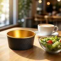 Bols à soupe en papier noir de 16 oz, 24 oz, 32 oz avec couvercles pour aliments chauds, récipients alimentaires en papier doré, bols à salade jetables