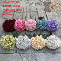 Bunga Hydrangea Buatan Besar Warna Putih Hijau Diameter 30cm Grosir untuk Dekorasi Pernikahan