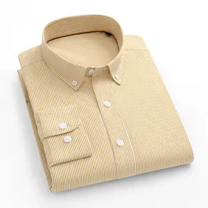 Heren Overhemden Lange Mouwen 100 Katoen Gestreept Geruit Shirt Oxford Casual Kleurrijk Regular Slim Fit Shirt Mannen Sociale Formele Mode