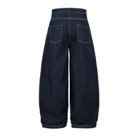 Jeans rétro incurvés pour hommes, pantalon de cimeterre à jambes larges, jeans hip hop, rock, plissé, longueur au sol, pantalon pour hommes
