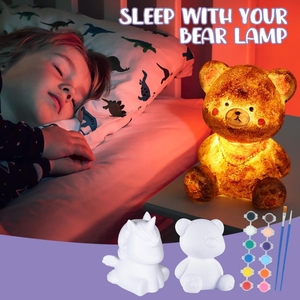 Vente chaude vinyle artisanat Kit ensemble veilleuse illuminé ours bricolage cadeau Graffiti blanc <span class=keywords><strong>Film</strong></span> couleur peluche jouet enfants garçon fille - Product Image 1