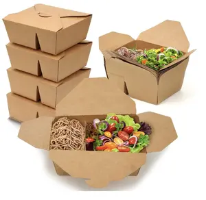 40 унций, 40 унций, одноразовые контейнеры для еды из крафт-бумаги, контейнер для еды с 2 отсеками, коробка для еды для обслуживания еды