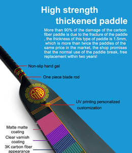 IDBF approuvé pleine fibre de carbone <span class=keywords><strong>Dragon</strong></span> bateau palettes léger réglable Drachenboot Paddel Cm130 produit de divertissement sportif - Product Image 6