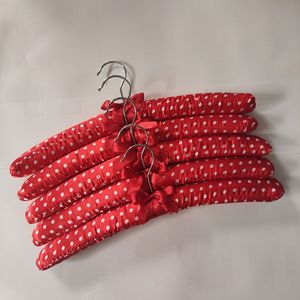 Black Polka Dot Fabric Padded Hangers with Silver Hooks 5-Pack Clothing Organizer Classic Style - Product Image 5
