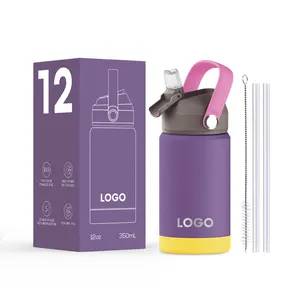 12oz Gift Water Bottles Kids With Straw Lid Stainless Steel Vacuum Double Wall Insulated Cup Kids Water Bottle For School