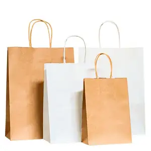Sacos de papel Kraft para comida rápida, sacola de sac reciclagem com bico para presente, sacos de papel para festas infantis mais vendidos, novo design