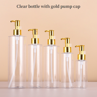Bouteille pompe cosmétique en PET en gros avec distributeur électroplaqué en PP pour lotion, shampoing, gel douche 100-500ml