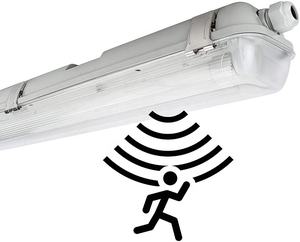Tube LED Lumière du Jour IP65 Étanche à l'Humidité Lumière Tri-étanche avec Détecteur de Mouvement 7.5W Lampe de Secours Étanche pour Entrepôt - Product Image 1