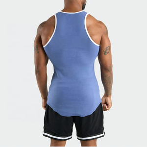 ملابس تدليك عالية الجودة للرجال عضلات مضلعة قمم للدبابات مخصصة بالجملة أسود صالة ألعاب رياضية سترينجر تانك توب الرجال سترة - Product Image 4