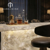 Table à manger en pierre de cristal blanche translucide naturelle avec rétroéclairage LED pour cuisine, salon, villa, restaurant