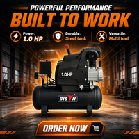 Compresseur d'air à entraînement direct BISON (CHINE) 8 bars, 1,1 kW, 6 L/10 L, pompe compacte portable, 230 V, 50 Hz, pour garage et atelier