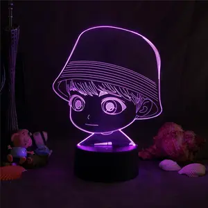 kpop אקריליק מנורה Suppliers-3D LED לילה אור BTS Kpop 7 צבע שינוי אקריליק שולחן מנורות שולחן מגע מתג קישוט יום הולדת חג המולד מתנות