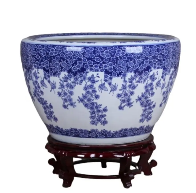 New Jingdezhen under glaze blue and white large succulent ceramic plants pot wholesale