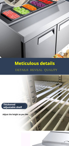 Table de préparation alimentaire NUELEAD NE-1111, équipement commercial refroidi par air, acier inoxydable, verre intégral, cinq plateaux, sandwich, salade - Product Image 5