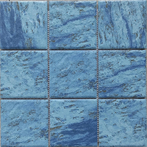 Azulejo de mosaico de cerámica con aspecto de piedra azul de 97x97mm, azulejos mate con respaldo de malla antideslizante para pared y suelo, piscina, baño, uso en exteriores - Product Image 1