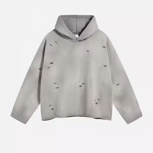 Chất Lượng Cao Người Đàn Ông Biểu Tượng Tùy Chỉnh Mặt Trời-Faded Tear Hoodies Nặng Retro Áo chui đầu Quá Khổ Rửa Cũ Đau Khổ - Product Image 1