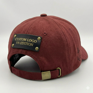 Gorra de béisbol deportiva unisex de algodón rojo de 6 paneles con logotipo bordado en 3D personalizado al por mayor y hebilla metálica - Product Image 5