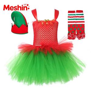 MS - Disfraz de Mamá Noel para Niñas, Vestido de Tul Navideño para Niños, Ropa Festiva Infantil Más Vendida con Sombrero y Medias - Product Image 6