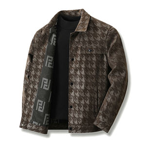 Abrigo de cuero para hombre, primavera y otoño 2025, nuevo, de alta calidad, con solapa, estilo informal, a cuadros, para hombre de mediana edad, chaqueta de trabajo, top de moda - Product Image 3