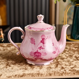 Luxurious rose-red Italian-style porcelain coffee <b>pot</b> sugar jar and milk jar <b>set</b>, suitable for both hotels and households. - Product Image 4