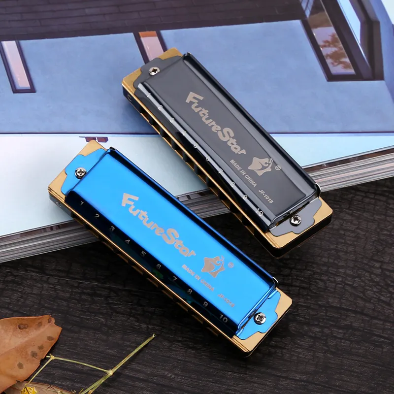 Cao Cấp 10 Lỗ Harmonica Blues Harmonica Tấm Đồng