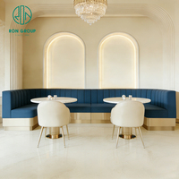 Ensemble table et chaises de restaurant en marbre rond, canapé-banc pour café