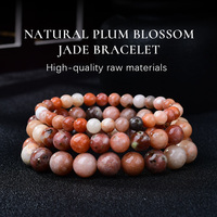 Bracelet en jade fleur de prunier multicolore naturel, vente en gros, pierre de guérison énergétique, bijoux en pierres précieuses véritables pour femmes, bracelets à perles