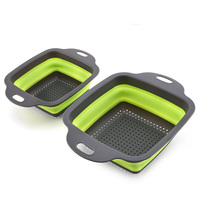 Inklapbare Colanders Vierkante Siliconen Ruimtebesparend Keuken Zeef Perfect Voor Aftappen Pasta Groenten Vlees En Vruchten