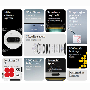 Smartphone Nothing Phone (3a) 5G Snapdragon 7s Gen 3 Écran AMOLED Flexible 6,77 Pouces Batterie 5000mAh Charge 50W Appareil Photo 50MP OIS et EIS Android 15 - Product Image 2