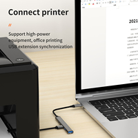 Aksesoris Komputer Tipe C Hub BASIX ABS+Aluminium Alloy PD+USB-C Data+USB2.0*2+USB3.0