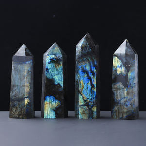 Varita de cristal de labradorita, Prisma facetado Hexagonal Natural, piedra de cuarzo para curación de Reiki, pulido con láser, impresión láser elegante - Product Image 5