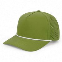 Casquette de pêcheur 5 panneaux personnalisée de haute qualité, anti-transpiration, avec trous découpés au laser, maille respirante, logo imprimé, fermeture snapback pour la course à pied